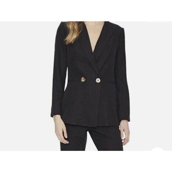 𝅺cooper St Follow Me Jacket Blazer Suit Size 12 NWTS Tencil & Linen Black V - Picture 1 of 10